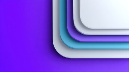 Fototapeta premium Abstract geometric layers in pastel colors featuring rounded edges and a vibrant purple background creating a modern and stylish visual appeal