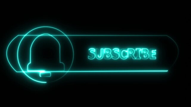 Glowing Neon Subscribe Button with Bell Icon, Animated Motion Graphics for Social Media