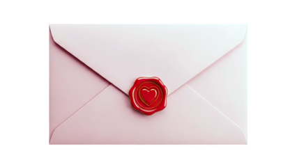 Pink Envelope with Red Heart Wax Seal
