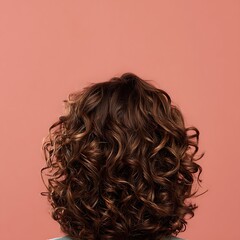 Naklejka premium Images of healthy, curly hair with defined, shiny waves are ideal for advertising hair care products for curly hair, shampoos, treatments, and hair care brands.