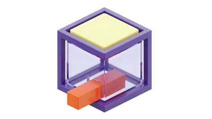 Abstract 3D render of a cube with nested shapes