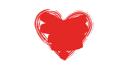 A vibrant red heart shape dominates the image created with a rough brushstroke like silhouette