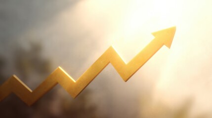 Abstract image of a golden arrow trending upwards, symbolizing success, growth, and financial progress in a bright and dynamic environment