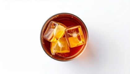 Refreshing Iced Coffee - A Top-Down View of a Chilled Beverage.