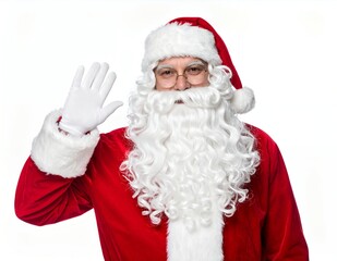 Santa Claus Waving Hello with Festive Cheer and Holiday Spirit.