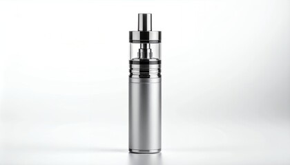 Silver Vape Pen on White Background - Modern Vaping Device.