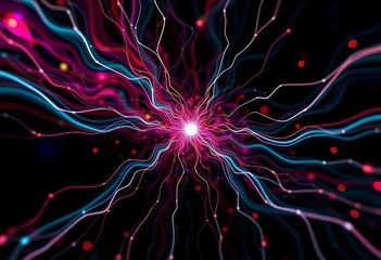 Abstract swirling lines disconnecting from a central point, representing digital detox, disconnect, cable