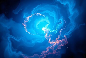 Abstract swirling blue nebula, cosmic texture,  mystical,  art