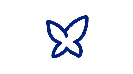 A simplified butterfly illustration, rendered in a bold blue, centered on a white background