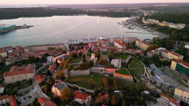 Pula Citadel in Croatia - aerial drone view