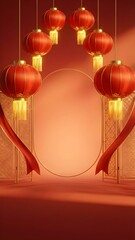 Chinese New Year portrait background with lanterns