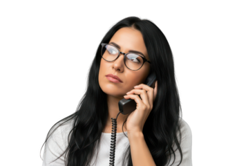 Woman listening intently on phone