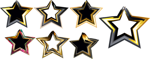 Obraz premium Set of colorful starshaped award ribbons or badges for celebration and achievement decoration