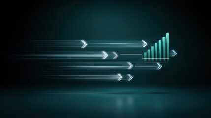 Dynamic Growth Concept with Speedy Arrows and Increasing Graph Bars Representing Business Success and Financial Progress in Modern Design