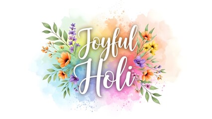 Obraz premium Joyful holiday watercolor floral design with handwritten typography