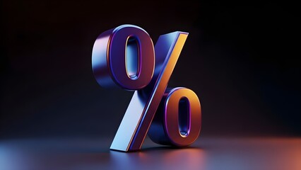 A 3d percentage sign with a colorful gradient effect