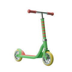 3d render of a green and red child s scooter isolated on transparent background