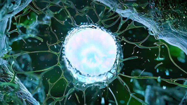 Virus enters host, Comprehensive depiction of virus particles infecting host cells, Highresolution imagery showing virus clusters and spike proteins engaging with host cell surfaces