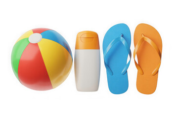 Summer Essentials Collection with Beach Ball, Sunscreen, and Flip Flops