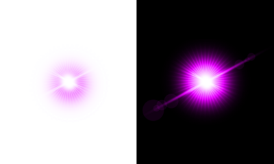 Magenta starburst lens flare effect on black background glowing light explosion abstract bright burst radial abstract