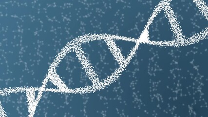 Blue DNA molecule, plexus animation of double helix human genome for medical research, genetic engineering and biology concept in abstract 4K 3D animation background - Powered by Adobe