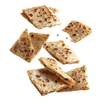 Parathas Flying in Air Dynamic Food Composition Isolated on Transparent Background