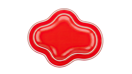 Glossy Red Abstract Shape with White Outline on White Background