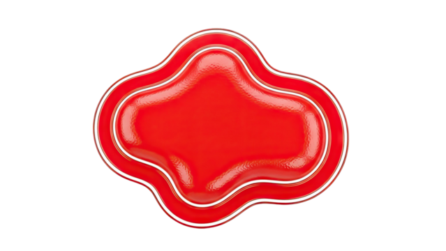 Glossy Red Abstract Shape with White Outline on White Background - Powered by Adobe