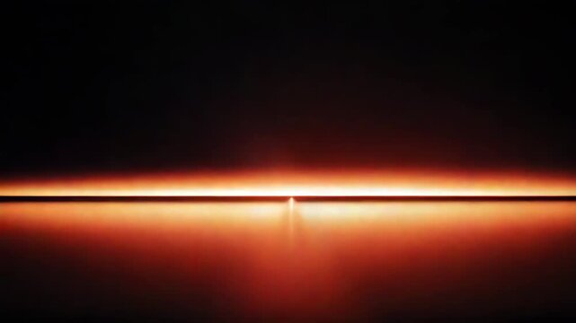 Glowing horizon sunrise reflection on calm water with orange gradient minimal serene glowing red horizon glow reflecting peaceful minimalist composition