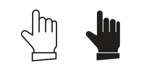 Obraz premium Pointing hand icons for web design set in black stroke and solid style. EPS10