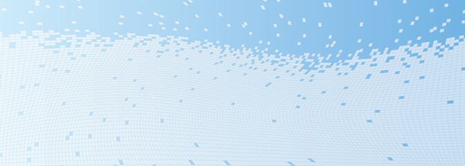 Digital Big Wave Abstract Vector Background - blue