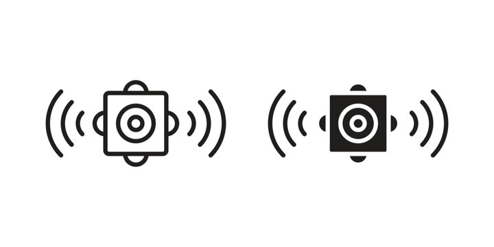 Sensor icons for web design set in black stroke and solid style. EPS10