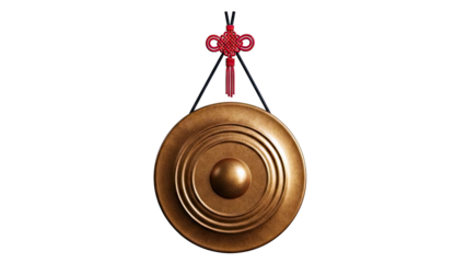 Golden Gong with Red Chinese Knot