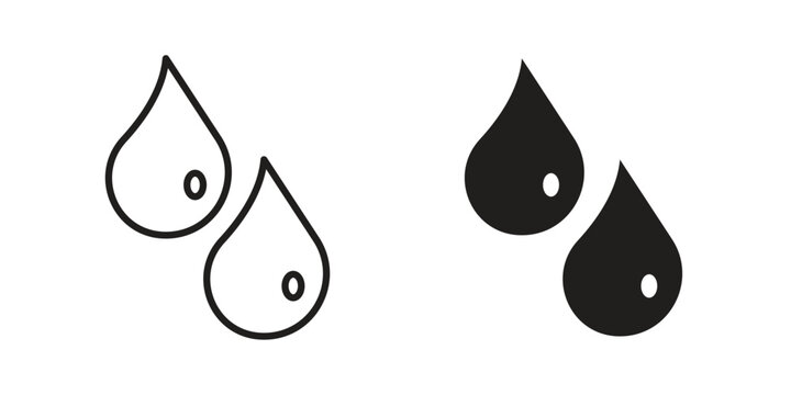 Tear drop icons for web design set in black stroke and solid style. EPS10