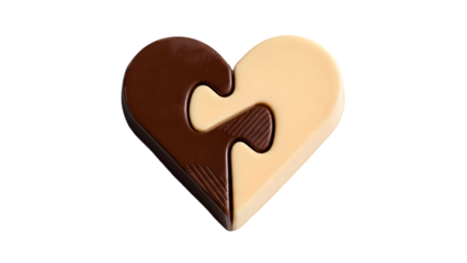 Interlocking heart puzzle piece isolated on transparent background