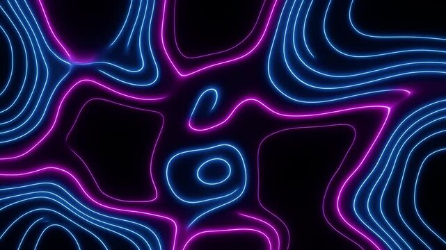 Seamless Loop Fluid Geography, Organic Wavy Neon Stripes Animation