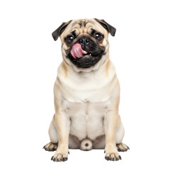 Obraz premium Playful pug sitting isolated on transparent background