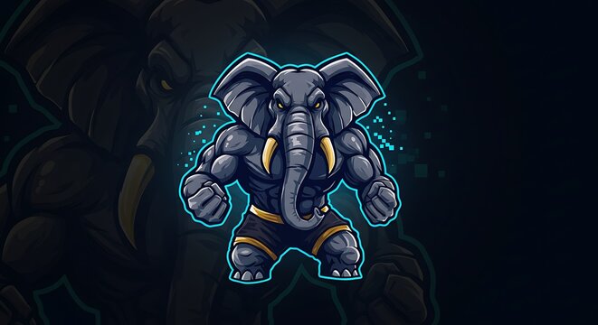 力士ゾウ：デジタルイラストレーション