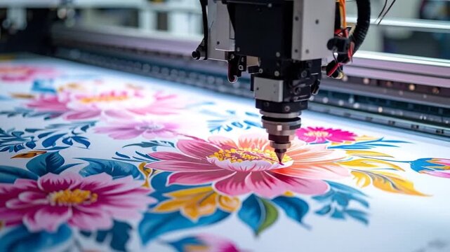 Digital Printing Machine Printing Floral Pattern on Fabric