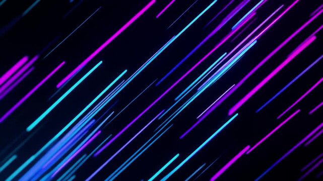 Abstract Neon Meteor Shower Loop,  Blue and Purple Glowing Shooting Stars Background