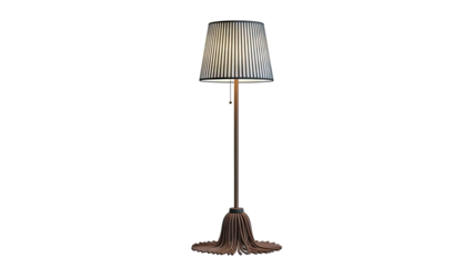 Modern Floor Lamp with Striped Shade and Fringed Base