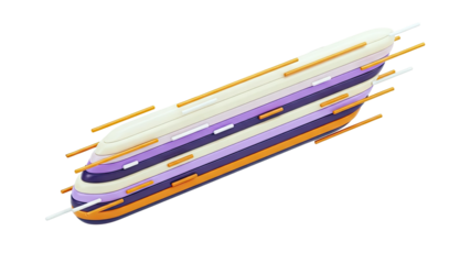 Abstract Geometric Object with Orange and White Accents