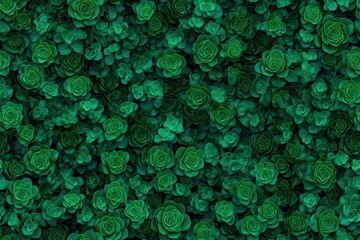 Dense cluster of emerald green succulent foliage. Seamless pattern.