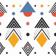Abstract geometric pattern design with bold shapes and colors. Seamless pattern.