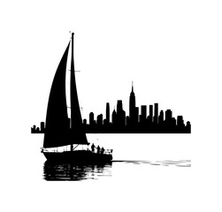 Fototapeta premium Sailboat in City Skyline