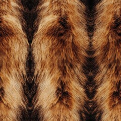 A luxurious, dense texture of natural animal fur featuring warm brown, golden, and deep reddish hues. Seamless pattern.