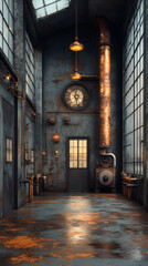 Fototapeta premium Create a raw concrete depiction of a factory