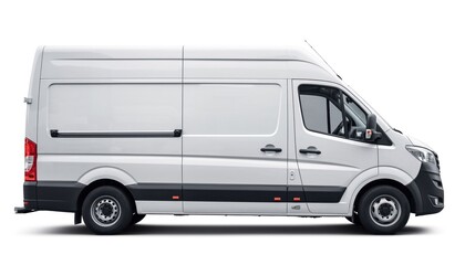 White Mercedes Sprinter Van Side View.