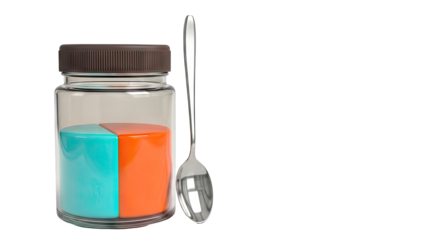 Jar with pie chart segments and spoon