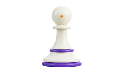 Modern White Chess Pawn with Purple Base
